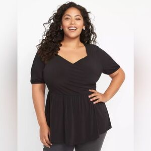 Lane Bryant Classic Perfect Sleeve Sweetheart-Neck Surplice Peplum Top| 14-16|
